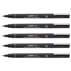 Lot de 5 feutres techniques pointe fine UNI-BALL PIN 05200 B - Bleu - 0,5 mm