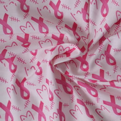 Tissu Coton imprimé  Boobs ruban rose sur fond Blanc - Au mètre