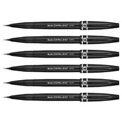 Lot de 6 stylos feutres pointe pinceau extra fine - Pentel - Sign Pen Artist - Noir