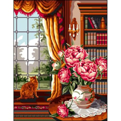 Princesse - Canevas antique Cat Mimo Verdé 50x65cm