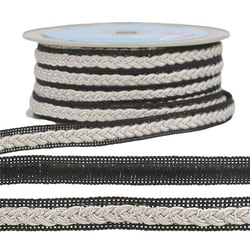 Bobine 20m Galon robe bicolore Gris Clair/noir 14mm