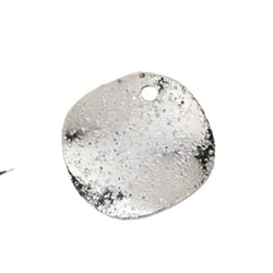 4 Breloques sequins ronds bombés - 15mm - argent pailleté