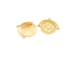 2 Pendentifs ronds avec soleil 16*17mm laiton doré or 18K
