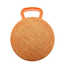 Mini Enceinte Bluetooth Portable Rond Texturé Tissu Avec Support Appel Mains-Libres Et Carte TF Orange YONIS