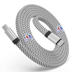 Jaym Câble Magnétique USB-C USB-C 60W Plat 1,5m Charge Synchro Rapide Ultra Resistant Gris