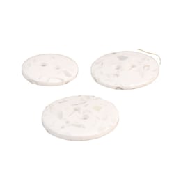 Lot de 6 boutons rond bouteilles recyclées 2 trous blanc