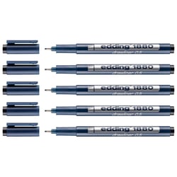 Lot de 5 feutres fins de précision permanents - EDDING - Noir - 0,5 mm