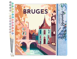 Peinture par Numéro Figured'Art - Affiche Vintage Bruges - Kit de Loisir Créatif DIY Numéro d'Art Complet - 40x50cm sans châssis en bois