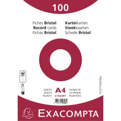 Paquet 100 fiches sous film - bristol dots non perforé - 210x297mm - Blanc - x 10 - Exacompta