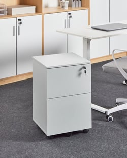 Armoire de Rangement Gris Clair à 2 Tiroirs Caisson de Bureau Bois d'Ingénierie Panneaux de Particules de Bois et Métal Finition Mélaminée