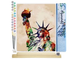 Peinture par Numéro Figured'Art - Statue de la Liberté - Kit de Loisir Créatif DIY Numéro d'Art Complet - 40x50cm toile roulée + châssis en bois à monter