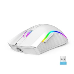 Souris Sans Fil RGB 4800DPI Rechargeable 7 Boutons 10m Compatibilité Universelle Blanc YONIS