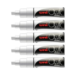 Lot de 5 marqueurs craie Uni chalk marker Uni Ball pointe large blanc