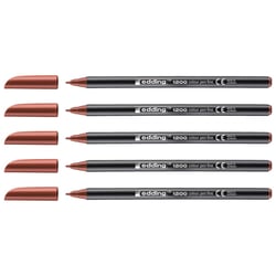 Lot de 5 feutres de coloriage pointe fine - EDDING - Marron - 1200