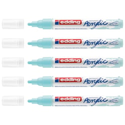 Lot de 5 marqueurs peinture acrylique - Pointe ronde 2-3 mm - EDDING - Bleu pastel