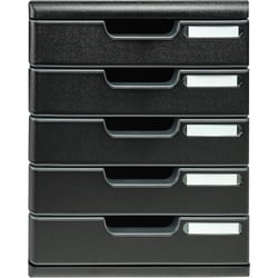 Module de classement Modulo Ecoblack 5 tiroirs fermés - Noir - Exacompta