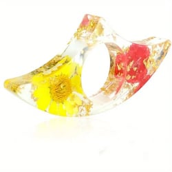 Bague de lecture en résine florale-forme arc jaune