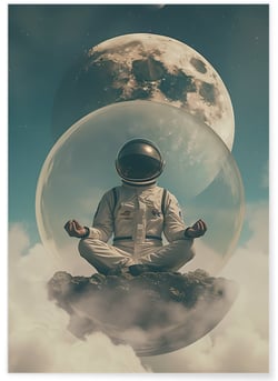 Affiche Astronaute Méditant dans l'Espace | A3 : 29,7x42cm