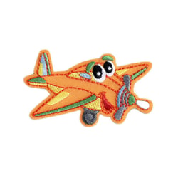 Lot de 3 écussons  transports rigolos avion orange 6,2cm x 4cm
