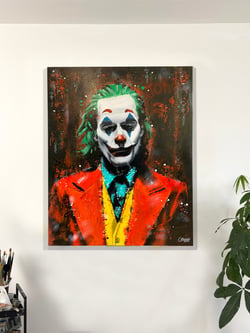 Tableau contemporain — peinture originale sur toile — The Joker — pop art cinéma — Œuvre unique Calbarracin — 100 x 80 cm