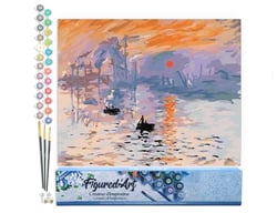 Peinture par Numéro Figured'Art - Monet Impression Soleil Levant - Kit de Loisir Créatif DIY Numéro d'Art Complet - 40x50cm sans châssis en bois