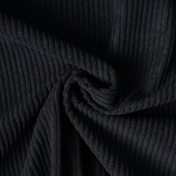 Tissu Velours d'ameublement côtelé Emy uni Noir
