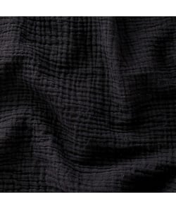 Tissu Double Gaze de coton gaufrée de 130 CM de largeur Noir vendu par 50 cm