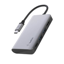 Belkin Hub USB-C 4en1 HDMI 4K, 2x USB 3.0 et USB-C Power Delivery 100W Argent