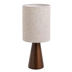 Lampe en bois avec abat-jour en lin
