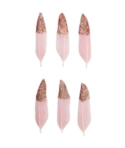 Plumes blanches fantaisies dorées ou argentées 8 cm X 6 pièces - Rico Design Roseor Rose