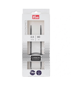 Aiguilles à tricoter circulaires ergonomiques Prym Carbon - 2,5 mm x 80 cm - Prym Noir (n°2,5)