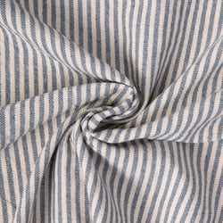 Tissu Coton d'ameublement Simone rayé Bleu denim sur fond Blanc cassé