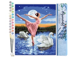 Peinture par Numéro Figured'Art - Le Lac des Cygnes - Kit de Loisir Créatif DIY Numéro d'Art Complet - 40x50cm sans châssis en bois