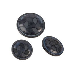 Lot de 3 boutons rond à queue feuilles bleu marine