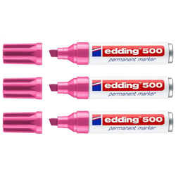 Lot de 3 marqueurs permanents - EDDING - Pointe biseautée 2-7 mm - Rose