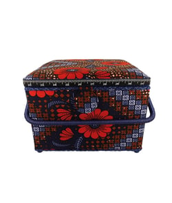 Boîte à couture motif Fleurs - 20x20x11cm - Collection Les merveilles d'Alice