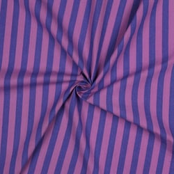 Tissu Popeline de Coton Rayures violettes sur fond Lilas