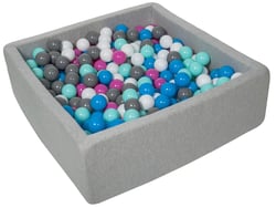 Piscine à balles pour enfant, 90x90 cm, Aire de jeu + 450 balles blanc, bleu, rose, gris, turquoise - Velinda
