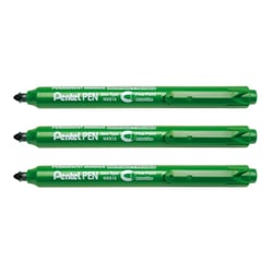 Lot de 3 marqueurs permanents rétractables - PENTEL - Pointe conique moyenne - Vert