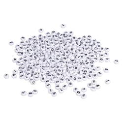 Perles en plastique avec chiffre, 6mm ø, blanc, blister 40g
