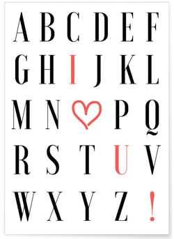 Affiche I love U ! | A3 : 29,7x42cm