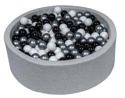 Piscine à balles Aire de jeu + 450 balles noir, blanc, argent - Velinda
