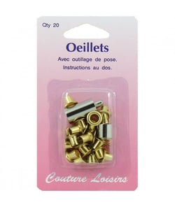 Oeillets avec outillage couleur laiton X 20 - Distrifil Bz Marron