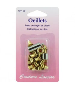 Oeillets avec outillage couleur laiton X 20 - Distrifil Bz Marron