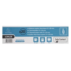 Bobine pour tickets de carte bancaire 57x30mm - 9m - 1 pli thermique 52g/m2 - Safe Contact. - Blanc - x 120 - Exacompta