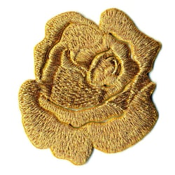 Ecusson thermocollant Rose or - lurex 4cmx5cm