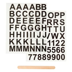 2 planches de transfert textile lettres et chiffres noirs 12 x 15 cm