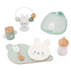 Set poupon zen 7 accessoires, repas et jouet - janod - j06629 - accessoires poupee
