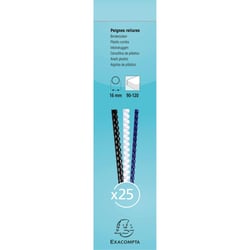 Boite 25 reliures spirales plastique 16mm - Blanc - Exacompta