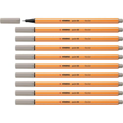 Lot de 10 Feutres à pointe fine 0,4 mm STABILO gris perle